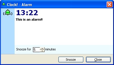 Clock! 2.2 screenshot - alarm message
