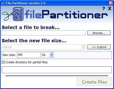 File Partitioner: break a large file into a set of smaller files.
