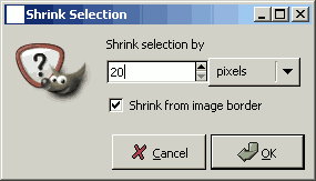 Shrink selection in gimp